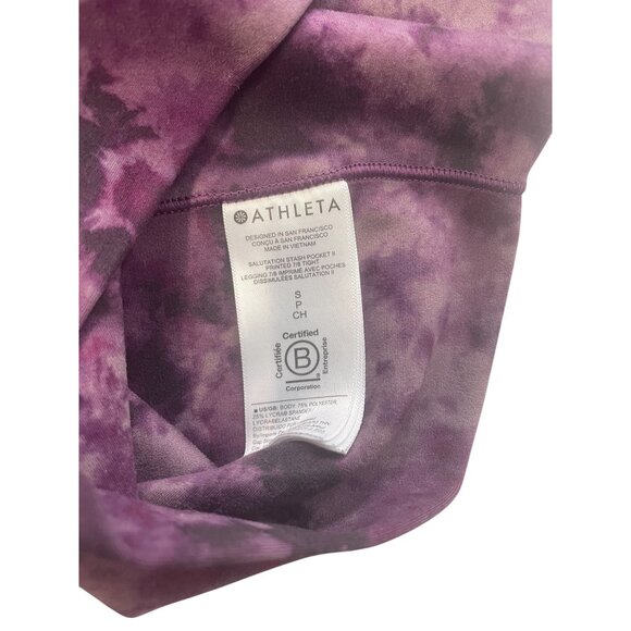 Athleta Salutation Stash Pocket Leggings Purple Tie-Dye Print High-Rise 7/8 Leng - Picture 6 of 11